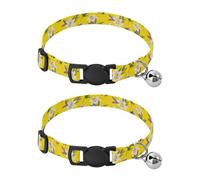 Bees White Lily Flowers Adjustable Pet Collar, 2 Pack Dog Bell Collar