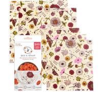 Bee's Wrap Beeswax Wraps for Food - Assorted 5 Pack of Beeswax Wraps - 2 Large & 3 Medium Wrap - Made in USA Reusable Natural Food Wrap - Meadow Magic Print