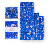 Bee's Wrap Furoshiki Gift Wrap, 4 Pack - Snow Day | Reusable Cotton Fabric - Sustainable Gift Wrapping - Four Wraps - Holidays, Birthdays & Hostess Gifts