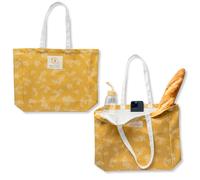 Bee's Wrap Market Tote Bag (Pack of 2) - Organic Cotton - Extra Large Reusable Grocery Bags - Tote Bags with Pockets and Straps - Yellow Honeycomb Pattern