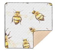 Bees Yellow Color Bee Cute Foldable Baby Activity Play Mat for Floor Cozy Breathable Padded Baby Mat for Baby Kids Toddlers Infants, 50'' x 50''