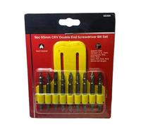 BeeSavvy CRV Double End Screwdriver Bit Set, DIY Enthusiasts, Long-Lasting Performance, Double-Ended Design, Quick Bit Selection, Resistance Against Wear Or Stripping, 9pc 65mm
