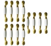 BeeSavvy Gold & White Door Handle Set, Elegant Zinc Alloy, Rust-Resistant, Corrosion-Proof, Easy Installation with Screws Included, Handles for Doors, Cabinets, Wardrobes, Drawers, Cupboards, (12 Pcs)