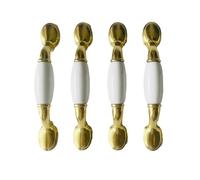 BeeSavvy Gold & White Door Handle Set, Elegant Zinc Alloy, Rust-Resistant, Corrosion-Proof, Easy Installation with Screws Included, Handles for Doors, Cabinets, Wardrobes, Drawers, and Cupboards