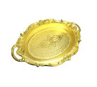 BeeSavvy Golden Serving Tray, Easy Handling and Cleaning, Elegant Embossed Floral Design, Perfect for Serving Sweets, Dry Fruits, Decorative Display, Long-Lasting Shine, Lightweight, Royal Aesthetics