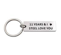 Beeshion 11 Years and I Steel Love You Keychain Personalised 11th Wedding Anniversary Jewelry for Men Women Boyfriend Gift (11 Years and I Steel Love You)