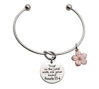 Beeshion Christian Gifts Stainless Steel Knot Bracelet for Women Inspirational Faith Bible Verse Religious Jewelry Baptism Gift for Her, M, Stainless Steel, no gemstone