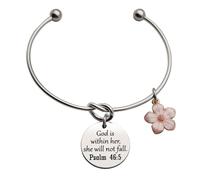 Beeshion Christian Gifts Stainless Steel Knot Bracelet for Women Inspirational Faith Bible Verse Religious Jewelry Baptism Gift for Her, M, Stainless Steel, no gemstone