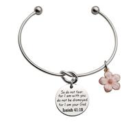 Beeshion Christian Gifts Stainless Steel Knot Bracelet for Women Inspirational Faith Bible Verse Religious Jewelry Baptism Gift for Her, M, Stainless Steel, no gemstone