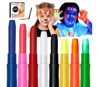 Beesjuy Make-Up Pens for Children, Washable Children's Make-Up, Safe and Non-Toxic, Baby Belly Painting Colour, for Birthday Party, Halloween, Christmas, Carnival, Easy to Use, Pack of 8 (3UV)