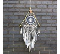 Beespoke Gifts Protection Dream Catcher - Lrg Macrame Pyramid White/Grey