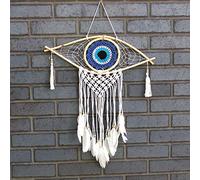 Beespoke Gifts Protection Dream Catcher - Med Macrame Evil Eye Blue/White/Black