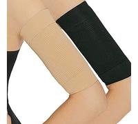 BeeSpring 2 Pair Arm Slimming Shaper Wrap, Arm Compression Wrap Sleeve Helps Lose Arm Fat, Tone up Arm Shaping Sleeves for Women, Sport Fitness Arm Shapers (Beige + Black)