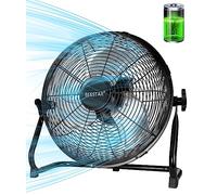 BEESTAR Battery Operated Fan, Rechargeable Floor Fan, Metal Blade Run Up to 30 Hours,15600 mAh Battery Powered Fan for Garage, Backyard, Camping, Travel,Black (Black)