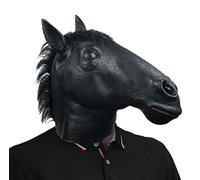 BEESUM Exclusive Horseman Head Mask Horse Cosplay Masks for Halloween Party Costume Latex (Black)