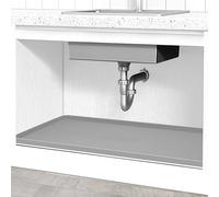 BeesVo Under Sink Mat for Kitchen Waterproof, 34"" x 19"" Silicone Under Sink Liner Kitchen & Bathroom Cabinet Protector Mats, Heavy Duty Flexible Under Sink Drip Tray with Lip, Cool Grey