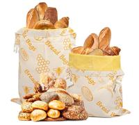 Beeswax Bread Bag 17×13 Inch Strap Reusable Washable Sourdough Storage Bag(2 Pack)