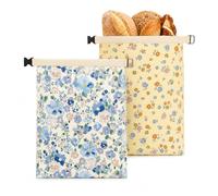 Beeswax Bread Bag, 2 Pack Reusable Bees Wax Bread Bag for Homemade Bread, Eco-Friendly Organic Cotton Bread Bags to Keep Bread Fresh and Sourdough Storage
