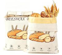 Beeswax Bread Bag 43x32cm Large Linen Storage(Bread Cartoon)