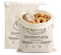 Beeswax Bread Bag for Homemade Bread Sourdough & Fresh Bread Reusable Large Capacity Cotton Linen Toaster Bag with Clips for Home Picnic Traveling Daily Use