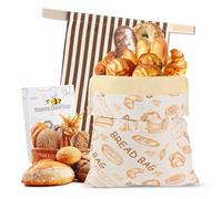 Beeswax bread bag homemade, Sourdough bag,2 Pack Reusable Cotton Linen Bees waxed Breads storage container for Loaf to Keep Fresh,bread basket Ideal for Sourdough, Fruits & Vegetables