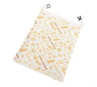 Beeswax Bread Bag L-Zipper, Reusable Linen Cotton Food Storage Sack for Sourdough Loaf Kitchen Organizer 43x33cm(C)
