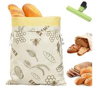 Beeswax Bread Bag, Reusable Cotton Bees Wax Bread Bag With Zip Closure, For 3x Longer Freshness, For Baguettes, Fruit And Vegetables (D)