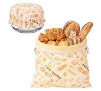 Beeswax Bread Bag Set, Reusable Sourdough Bread Storage Bag with Dough Proofing Bowl Cover, Freezer Freshness Keeper for Bakery Essentials, Homemade Breads(Orang)