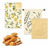 Beeswax Bread Bags, 2 Pack Large Cotton Bread Bags, 43 × 33 cm