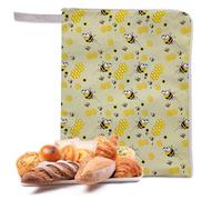 Beeswax Bread Bags for Homemade Bread, Reusable Cotton Linen Bread Storage Bag with Zipper, Natural Beeswax Lining for Sourdough & Artisan Loaves (C)