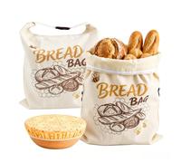 Beeswax Bread Bags for Homemade Sourdough with 10" Beeswax Bowl Cover - XL Reusable Bread Storage Bag - Detachable Liner for Easy Cleaning - Sustainable Cotton Wrap Set for Loaves (Off white)