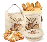 Beeswax Bread Bags for Sourdough, 2 Pack Reusable Bread Bag for Storage XL 17x13 Inch, Large Linen Beeswax Bread Bags for Homemade Sourdough with 1 Linen Bowl Cover - Keep Fresh, Freezer Safe