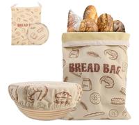 Beeswax Bread Bags with Bowl Cover for Fresh Bread Storage|Sourdough and Homemade Bread Bags, Reusable Food Storage Containers with Fermentation Bowl Cover