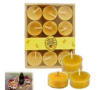 Beeswax Candles, Candle Wax, 12PCS Tealight Candles, Handmade Natural Candle Non Toxic, Tea Lights for Relaxation, Pure Bees Wax, Eco-Friendly, Cotton Wick