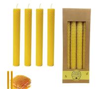 Beeswax Candles Set - 4Pcs Yellow Candle Sticks, Handmade Natural Dinner Candles - Honeycomb Texture, Eco Friendly, Long Burning for Dinner Table, Meditation, Camping, Any Indoor Decoraton