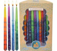 Beeswax Chanukah Candles Standard Size Fits Most Menorahs - Decorated Multi Colored Beeswax Hanukkah Candles - Premium Quality Pure Bees Wax - 45 Count for All 8 Nights of Hanukkah - by Ner Mitzvah