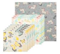 Beeswax Food Wraps 9 Pcs - Reusable Wax Wrap Set 3 Sizes, Cling Film Alternative for Cheese Bread Sandwich, Organic Cotton Bees Wax Bowl Covers for Kitchen Food Storage
