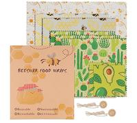 Beeswax Food Wraps Set, Set of 8 Beeswax Wraps, Eco Friendly Reusable Beeswax Paper Food Wrap, Biodegradable Food Storage Wrappers Organic Bees Wax for Cheese, Fruit, Sandwich Wrappers Bowl Covers