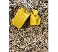 Beeswax Honeycomb Haven Set - Beehive & Bear Candle Duo