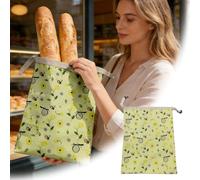Beeswax Lining Bread Bags, Reusable Cotton Beeswax Bag, Moisture Lock with Zip, for Homemade, Sourdough Bread (1, Yellow2)