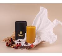 Beeswax Pillar Candle - Medium Size, Handmade in The UK, 100% Pure Beeswax, Cotton Wick, Natural Yellow | DAV Candles