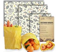 Beeswax Reusable Food Wraps - (3 Packs, 3 Sizes S,M,L) Plastic and Silicone Free, Eco-friendly Wrap, Wax Paper for Food,Vegetable