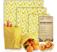 Beeswax Reusable Food Wraps - (3 Packs, 3 Sizes S,M,L) Plastic and Silicone Free, Eco-friendly Wrap, Wax Paper for Food,Banana