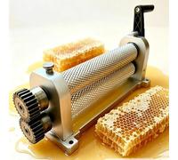 Beeswax Roller Mill Machine, 280mm Manual Comb Foundation Device for Honey Production, 4.9mm Cell Size Beeswax Sheets and Stamping
