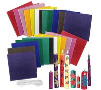 Beeswax Sheets for Candles, 24 Pieces, 12 Colours, Beeswax Sheets (20 x 20 cm) with 12 Cotton Wicks, Candle Making Set, DIY Candle Making Set for Children from 3+ Years and Adults