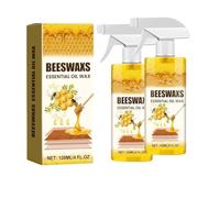 Beeswax Wood Polish, Natural Beeswax Essential Oil Wax for Cabinets Floors Tables, Renew Surface Shine with Sponge and Towel (2 Set)
