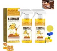 Beeswax Wood Polish Spray, 120ml Natural Beeswax Essential Oil Wax, Multi-Purpose Furniture Cleaner & Scratch Remover, Restores Shine for Wood Floor & Furniture (2PC)