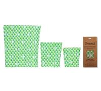 Beeswax Wrap Storage Bag by BeeBAGZ, Reusable Food Storage Bags, Pack of 3, Plastic Free Biodegradable Food Wrap Alternative, Starter Pack, 1 Small + 1 Medium + 1 Large, (Green)