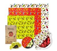 Beeswax Wraps for Food Set of 3 | Reusable Beeswax Food Wraps | Eco-Friendly Cheese Sandwich Bread Bowl Cover | Plastic-Free Organic, Sustainable, Biodegradable, Zero Waste Food Storage