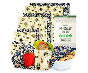 Beeswax Wraps | Set of 8 | Eco Friendly Sustainable Reusable Food Wraps | Biodegradable Zero Waste Plastic Free Food Storage | Bowl Covers | Organic Bees Wax Cheese Bread Sandwich Wrappers